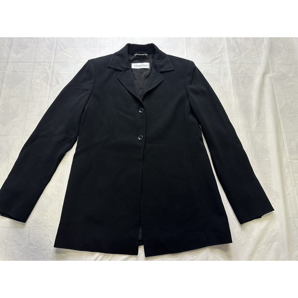 Max Mara Womens Collared Solid 2 Button Blazer Bl… - image 1